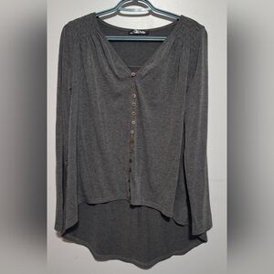 Lrg Stylish Gray Button-Down Women's Shirt